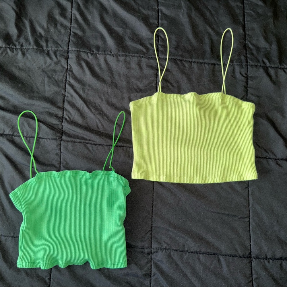H&M Vibrant Green and Lime Camisoles